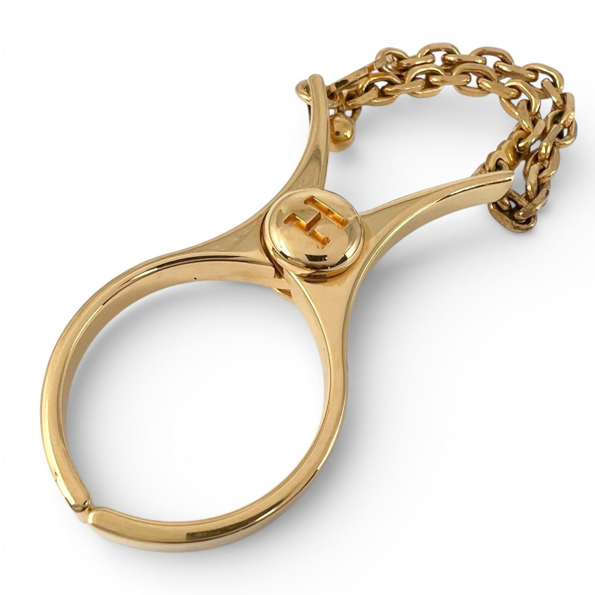 Hermes Filou H-Logo Glove Holder Keychain Charm, Gold, For Women.